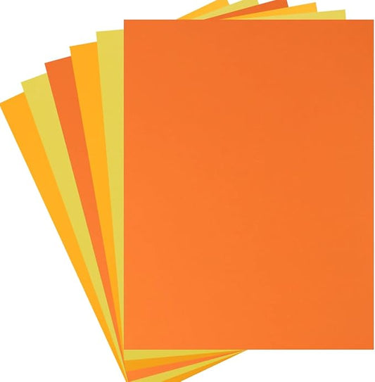 30 sheets Cardstock Paper 8 1/2 x 11 Inches for Crafts and Invitations (Orange/Orange-Red/Yellow)