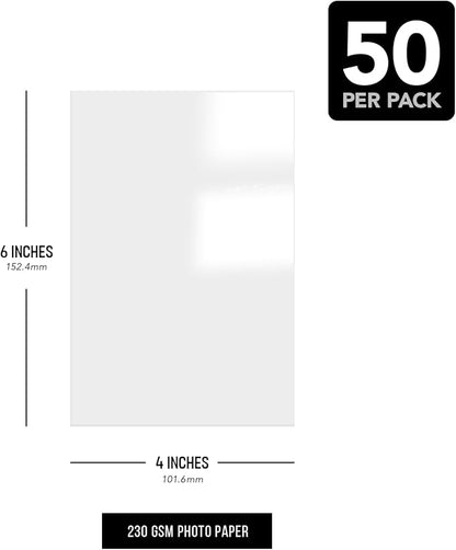 4" x 6" Photo Paper for Inkjet & Laser Printers - Extra Thick, High Gloss for Full Color Printing - Premium White Glossy, Instant Dry Paper for Everyday Pictures, Albums - 50 Sheets per Pack