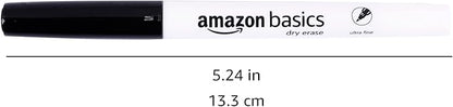 Amazon Basics Dry Erase Markers, Low Odor Ultra Fine Tip, 12-Pack, Black