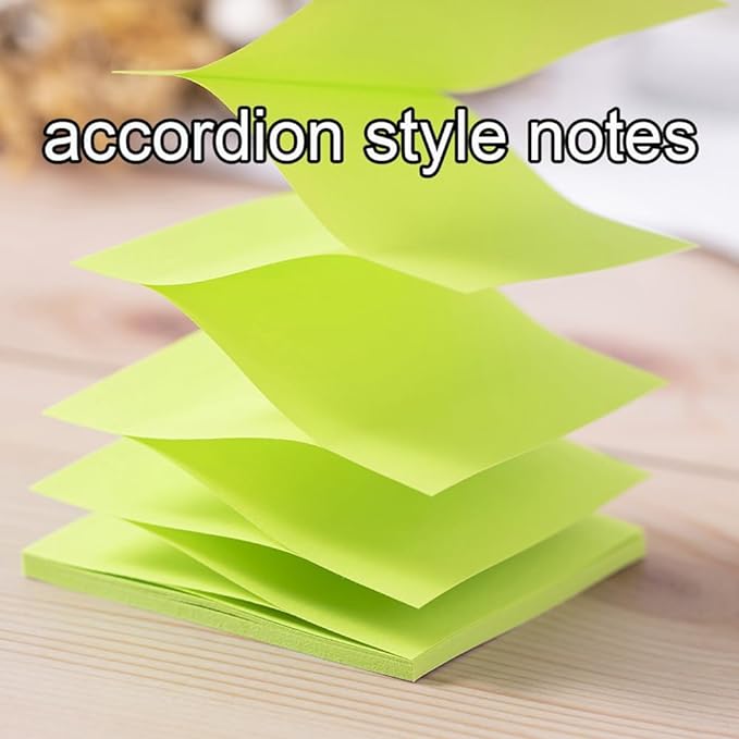 (16 Pack) Pop Up Sticky Notes 3x3 in Post Accordion Stickies Super Sticking Power Memo Pads Bright Colors