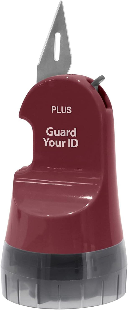 Guard Your ID 3 in 1 Wide Advanced Roller with Retractable Box & Envelope Opener and Identity Theft Prevention Security Stamp Wine