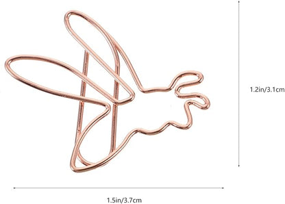 NUOBESTY Decorative File Folders 20pcs Cute Paper Clips Metal Bee Shape Journaling Paper Clamp Binder Clips Scrapbooking Bookmarks for Office Supplies Wedding Invitations Crafts 3.7cm