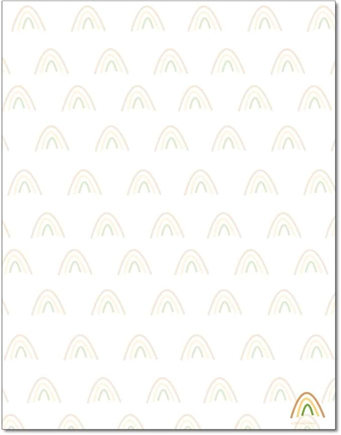 Modern Rainbow Letterhead, 100 Pack - 8.5 x 11 inches, DIY Printing, Laser & Inkjet Printer/Copier Compatible