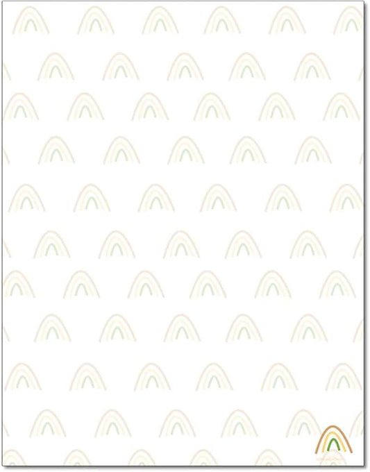 Modern Rainbow Letterhead, 100 Pack - 8.5 x 11 inches, DIY Printing, Laser & Inkjet Printer/Copier Compatible