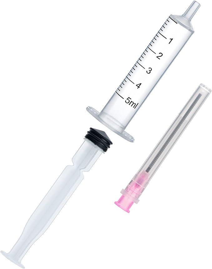 6PCS 5ML/CC Ink Filling Plastic Syringe Set with Bluent Stainless Needle Tip for Fountain Pen, Printer