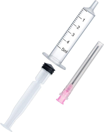 6PCS 5ML/CC Ink Filling Plastic Syringe Set with Bluent Stainless Needle Tip for Fountain Pen, Printer