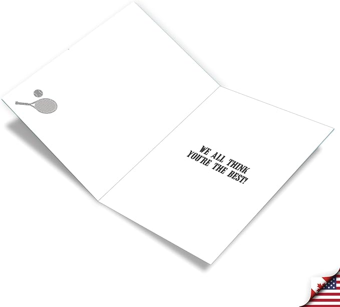 NobleWorks - Jumbo Team Coach Thank You Greeting Card From Us 8.5 x 11 Inch with Envelope (1 Pack) Sports Teacher Gratitude, School Athlete Appreciation Notecard, Tennis Racquet J10037ATYG-US