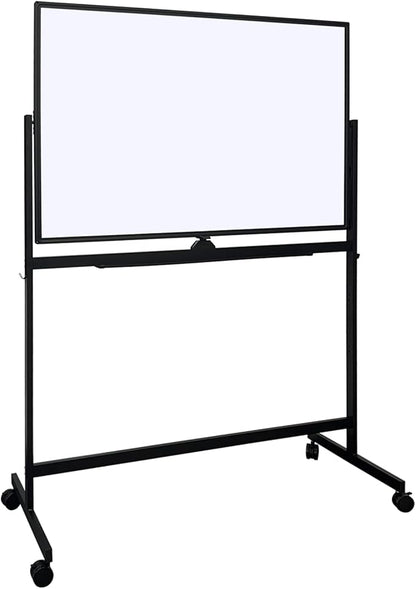 BESTBOARD Mobile Whiteboard 32 x 48 inch Large Height Adjust 360° Rolling Double Sided Dry Erase White Board on Wheels, Portable Easel with Stand for Home Office Classroom (32" x 48" BK)