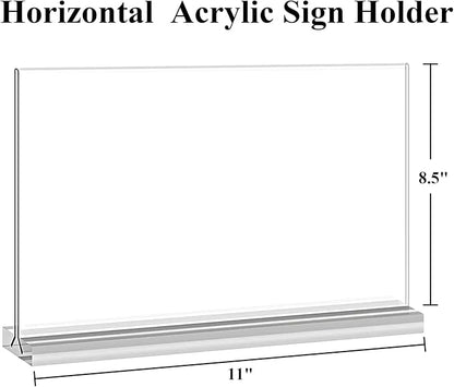Arrobust Acrylic Sign Holder 11 x 8.5 Inch Horizontal T Shaped Double Sided Table Menu Display Stand Clear Plastic Paper Flyer Display Holder for Office, Store Desktop Display Holder, 4 Pack