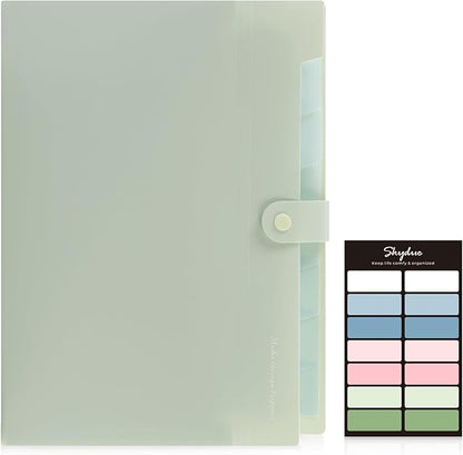 SKYDUE Expanding File Organizer with 8 Pockets, Accordion File Folders with Labels, Portable Document Paper Bill Receipt Organizer, Home College School Office Supplies, Letter Size,Light Green