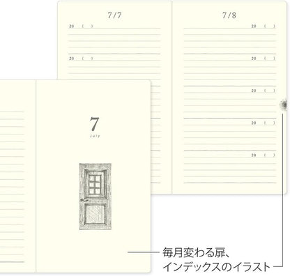 Midori 12396006A Diary, For 5 Year Rows, Door, Black, With Buver