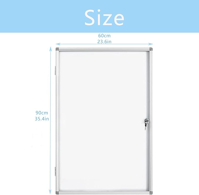 Lockable White Enclosed Bulletin Board - Dry Erase Noticeboard with Aluminium Frame, 36x24 inch(Whiteboard)