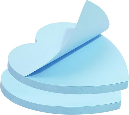 Mini Skater 2 Pack Kraft Paper Sticky Notes Heart Shaped Self-Stick Blank Book Tabs Paper Markers Sticky Notes Pad 100 Sheets Index Sticker (Light Blue)