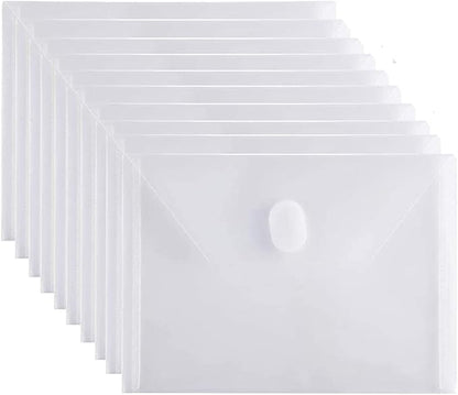 5x7 Small Plastic Envelopes Receipt Check Storage File Holder Case 10 Pack Hook & Loop Closure (clear-10 Pack)