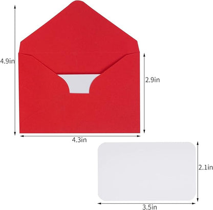 jiebor 100 Sets Small Valentines Day Blank Cards with Small Valentines Day Envelopes Pink Gift Cards Wedding Invitation Envelopes for Valentines Day Mother's Day 4.37 x 2.91 Inch