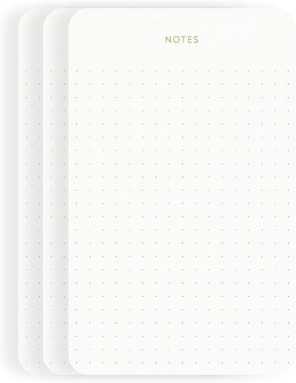 Elegant Desk Notepads for Professionals, Executive's Memo Pads, Minimalist, Gold Foiled, Dotted Layout, 3 Pack, 225 Sheets Total (75 Each), 6.3" x 3.9”, 80 GSM, Eco-friendly, FSC™ Certified Small Notepad