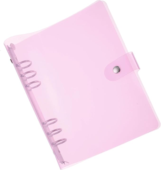 PATIKIL A5 Clear Binder Cover, Soft PVC Bling Loose Leaf Binder Protector Refillable Notebook Shell with Snap Button Closure for DIY Meeting Notebook Folder, Purple