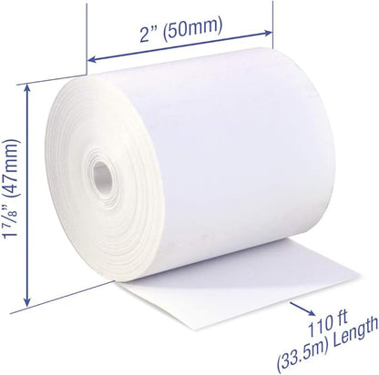 2 x 110 feet x 32 rolls CORELESS BPA Free Thermal Paper Rolls for Zebra iMZ220 thermal receipt printers. 47mm diameter