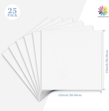 Mat Board Center, 25 pack 12x12 Corrugated Cardboard sheet, 1/8 inch thick, Flat Cardboard for Mailing, Pack Shipping, Cardboard Backing, Craft Card Board