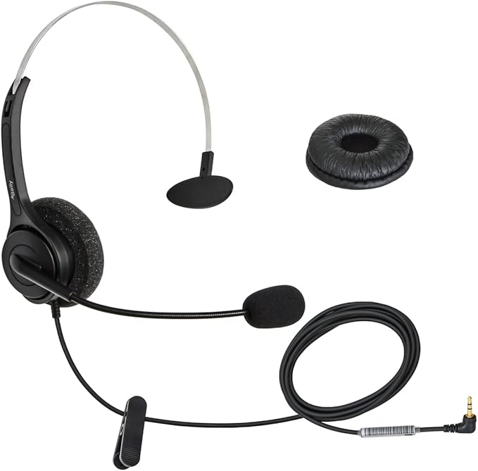 DailyHeadset 2.5 mm Jack Phone Headset On Ear Headphones Hands Free for Cordless Landline Telephones