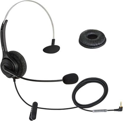 DailyHeadset 2.5 mm Jack Phone Headset On Ear Headphones Hands Free for Cordless Landline Telephones