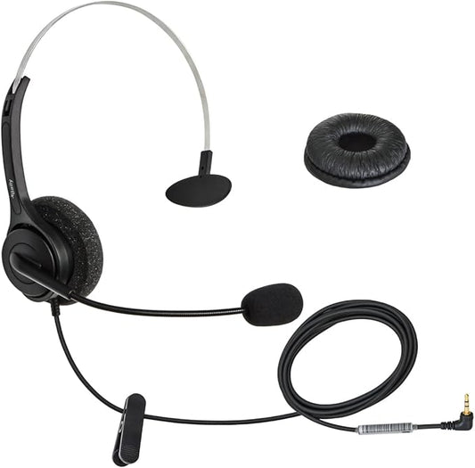 DailyHeadset 2.5 mm Jack Phone Headset On Ear Headphones Hands Free for Cordless Landline Telephones