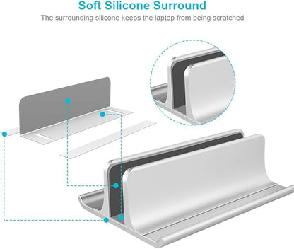 Vaydeer 3-in-1 Aluminum Laptop Stand Vertical Laptop Stand Holder for Desk with Adjustable Dock, Space-Saving Organizer for All MacBook, Surface, Samsung, HP, Dell, up to 17.3 inch