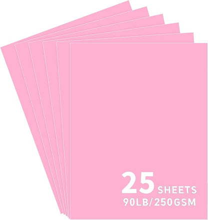 25Sheets Light Pink Cardstock Paper, 8.5 x 11 Card stock for Cricut, Thick Construction Paper for Card Making, Scrapbooking, Craft 90 lb / 250 gsm (Light Pink)…
