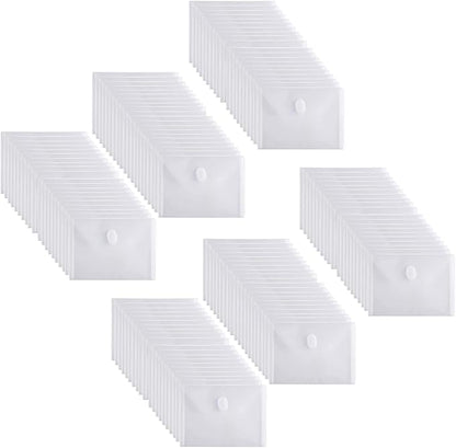 5x7 Small Plastic Envelopes Hook Loop Closure Receipt Storage Holder 120 Pack (clear-120 pack)