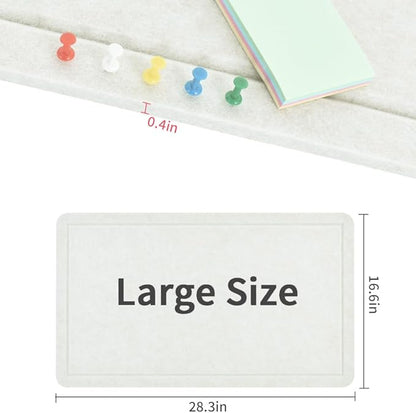 Vuzvuv Beige White 28"x16" Large Cork Board with 50 Push Pins & Sticky Notes, Self-Adhesive Bulletin Board No Damage for Wall, Felt Pin Board for Paste Notes, Photos, Schedules Offices Home