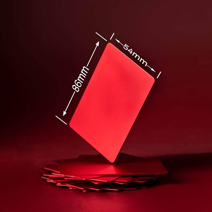 Thick Red Aluminum Metal Business Cards Anodized Aluminum 86 X 54 X 0.8mm 15 pcs Include Protector Sleeves(Frosted)