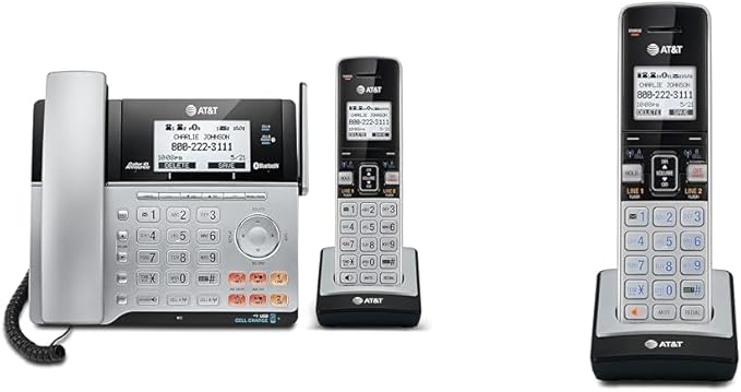 Bundle of AT&T TL86103 + AT&T TL86003 2-Line Corded/Cordless for Small Business with Answering Machine, 2-Mailboxes, Connect-to-Cell, Caller ID Announcer, Intercom