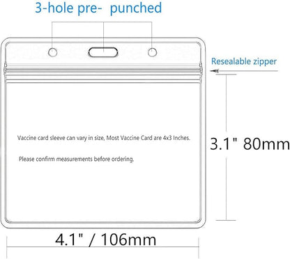 Thick Horizontal ID Card Name Tag Badge Holder with Waterproof Type Resealable Zip (Horizontal 4x3, 6Packs)