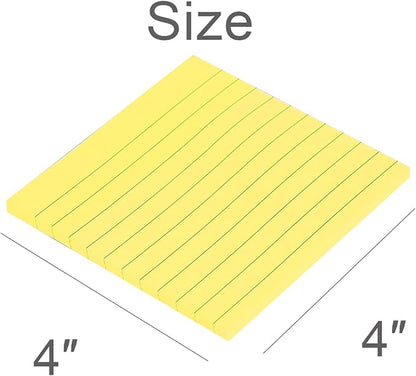 Vanpad Lined Sticky Notes 4x4 Inches, Bright Orange Ruled Self-Stick Pads, Easy to Post for Home, Office, Notebook, 8 Pads/Pack