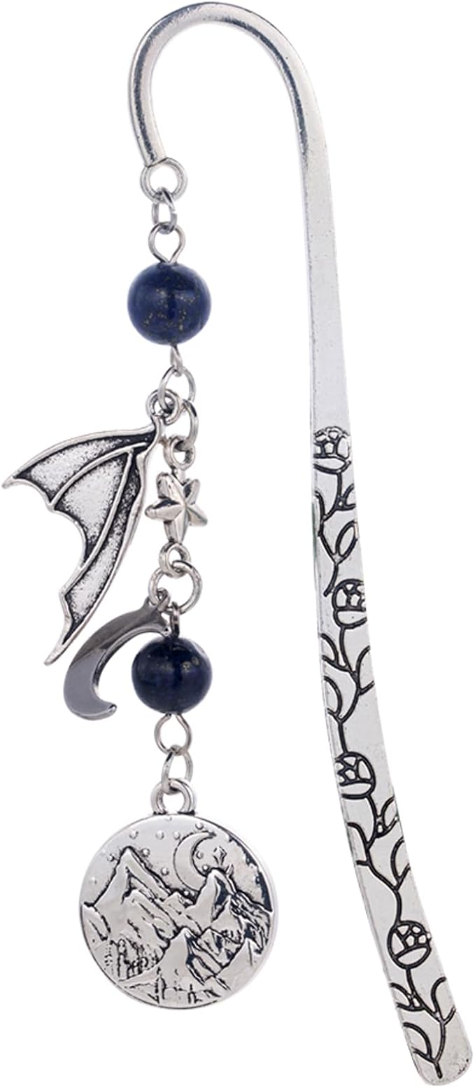 Retro Metal Bookmark for Bookish Gifts Wing Mask Bow and Arrow Charms Book Mark for Book Lover Gifts for Women Men (Night-Blue)