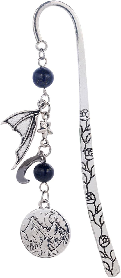 Retro Metal Bookmark for Bookish Gifts Wing Mask Bow and Arrow Charms Book Mark for Book Lover Gifts for Women Men (Night-Blue)