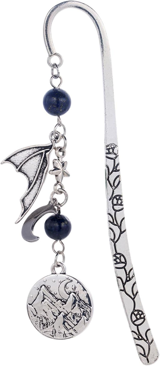 Retro Metal Bookmark for Bookish Gifts Wing Mask Bow and Arrow Charms Book Mark for Book Lover Gifts for Women Men (Night-Blue)