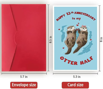 Romantic 13th Anniversary Card for Wife, Husband,Boyfriend,Girlfriend,Funny 13 Year Anniversary Card for Him Her,Gifts Idea for Dad Mom Couple Wedding Anniversary