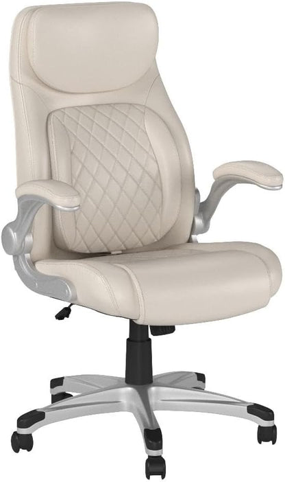Nouhaus +Posture Ergonomic PU Leather Office Chair. Click5 Lumbar Support with FlipAdjust Armrests. Modern Executive Chair and Computer Desk Chair (Taupe)