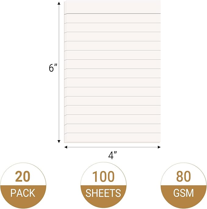 20 Pack Lined Memo Pads 4”x6” Note Pads - 100 Sheets Each Lined Paper Notepad- Small Memo Scratch Pad Writing pads