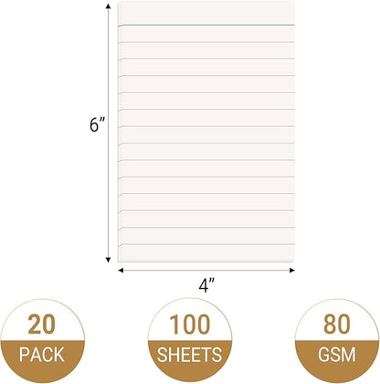 20 Pack Lined Memo Pads 4”x6” Note Pads - 100 Sheets Each Lined Paper Notepad- Small Memo Scratch Pad Writing pads