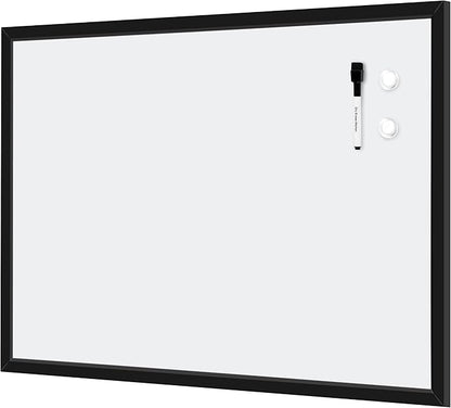 Amazon Basics Magnetic Dry Erase Whiteboard, 35"W x 23"H, Black Wooden Frame