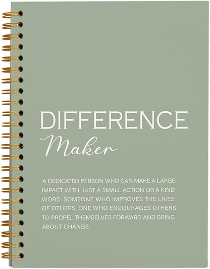 Difference Maker Gift, Difference Maker Definition Spiral Notebook Journal, Motivational Notebooks, Thank You Gifts for Women Men Teacher Coworkers, Hardcover Spiral Notebook 5.5x8.3(Green)
