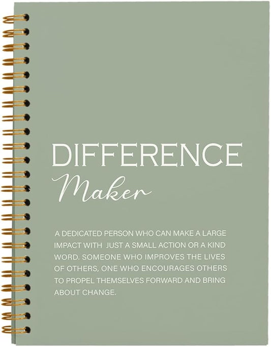 Difference Maker Gift, Difference Maker Definition Spiral Notebook Journal, Motivational Notebooks, Thank You Gifts for Women Men Teacher Coworkers, Hardcover Spiral Notebook 5.5x8.3(Green)