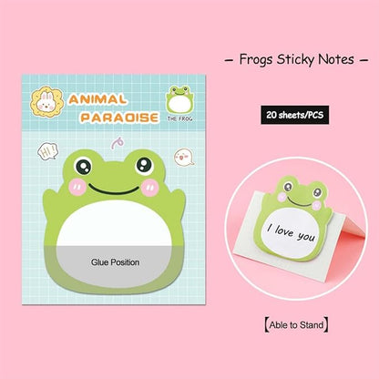 Kawaii Frog Sticky Notes Sets - Aesthetic Cute Small Frog Sticky Notes Mini Animal Self-Stick Notes Pads for Office School Creative Gifts - 8 Packs (160 Sheets)