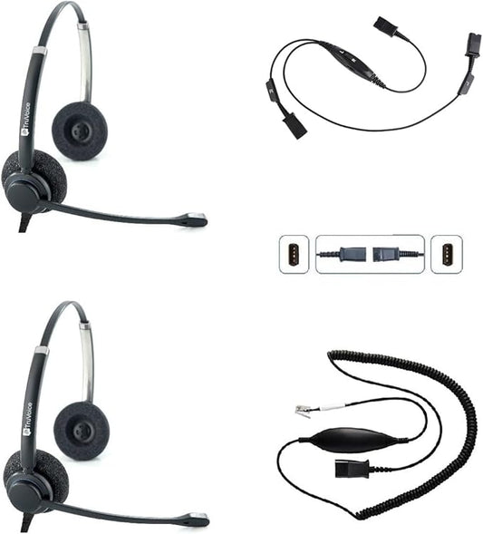 TruVoice Headset Training Solution for Phones (Includes 2 x HD-150 Professional Double Ear Headsets with NC Microphone,Training Cord and Smart Lead - Works with 99% of Phones with Headset Port)
