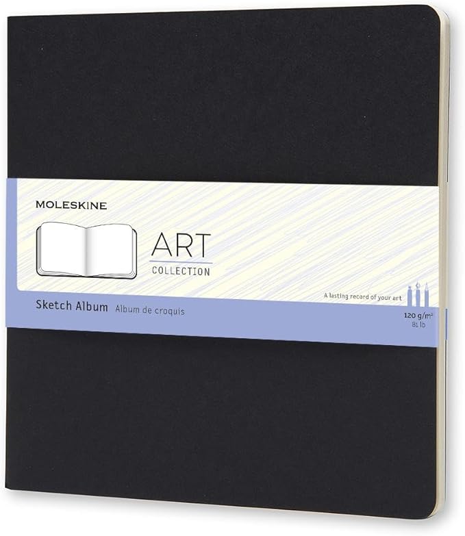 Moleskine Art Sketch Album, Soft Cover, Square (7.5" x 7.5") Plain/Blank, Black, 88 Pages