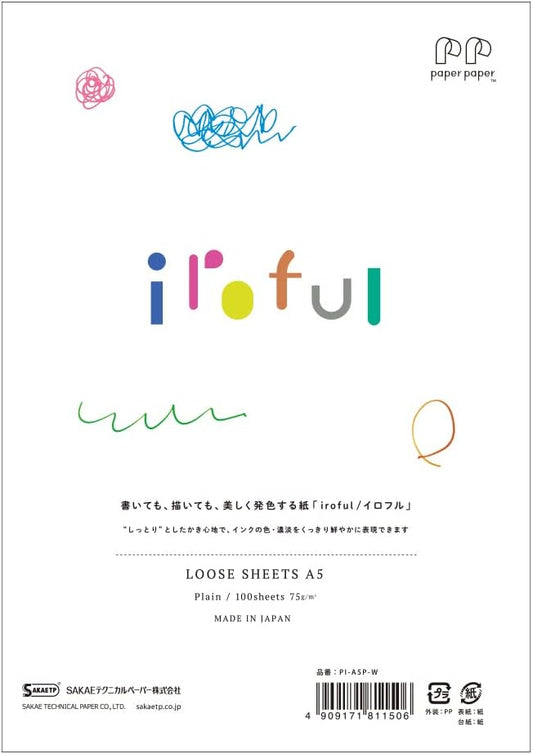 iroful 75 gsm Loose Sheet, 8.27" x 5.85", 100 Sheets/Pack, Unruled, White, 1 pack (PI-A5P-W)