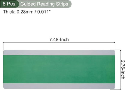 YOKIVE 8 Pcs Guided Reading Strips, Book Highlighter Strips Reading Tracker Bookmark Teacher Supply, Great for Classroom (Green Transparent, 7.48"x2.76")