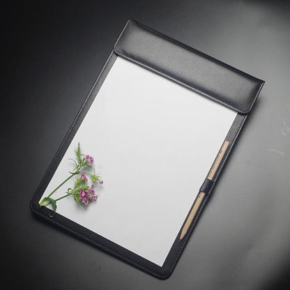 PU Leather Clipboard 13" X 9" - A4 File Clip Folder Document Organizer Writing Pad Business Card Holder - Magnetic Conference Pad with Pen Holder for Hotel Office Hospital School